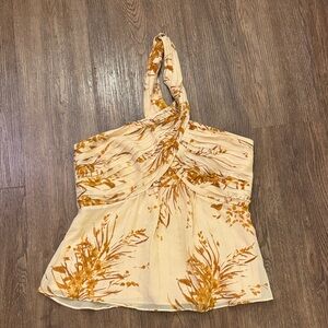 Joie Cream and Brown Floral Halter Top